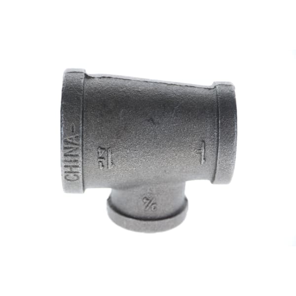 1-1/4" x 1" x 3/4" Black Iron Tee