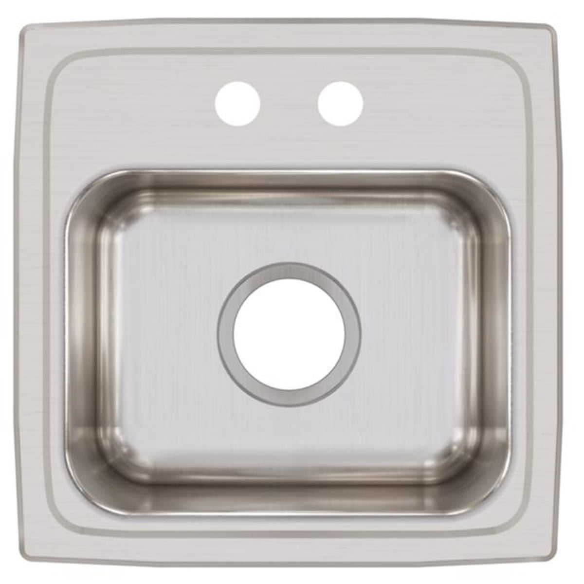 Elkay Lustertone Classic Stainless Steel 15" x 15" x 7-1/8" 2-Hole Single Bowl Drop-in Bar Sink with 3-1/2" Drain in Lustrous Satin