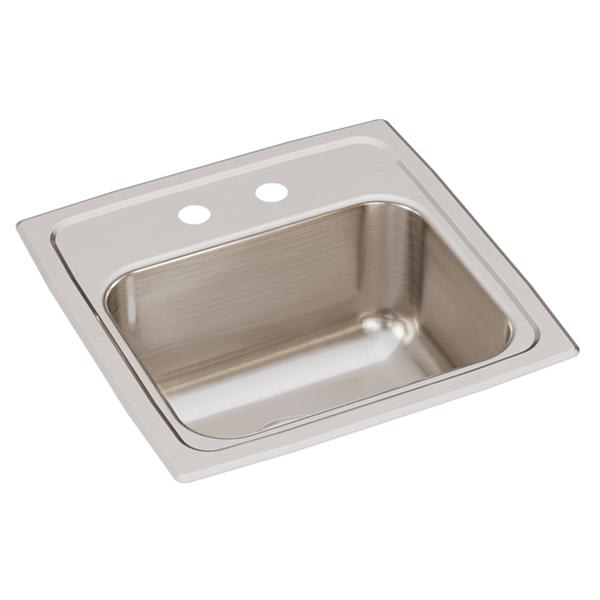 Elkay Lustertone Classic Stainless Steel 15" x 15" x 7-1/8" 2-Hole Single Bowl Drop-in Bar Sink with 3-1/2" Drain in Lustrous Satin