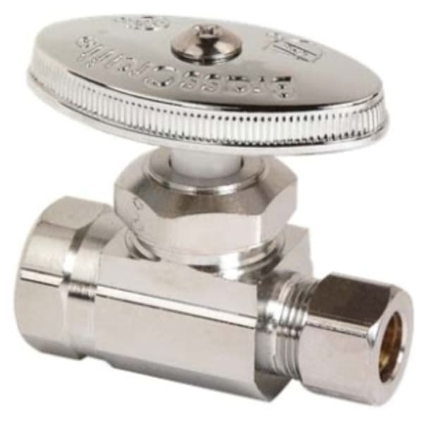 1/2" x 3/8" Straight Stop - FIP x Comp, Chrome