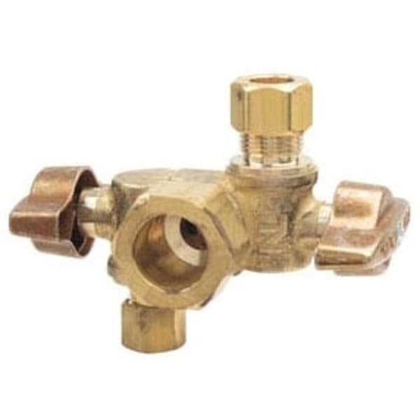 1/2" x 3/8" x 1/4" Straight Stop - Comp, Rough Brass