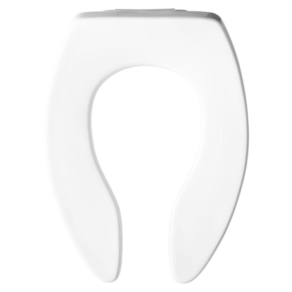 Bemis - STA-TITE® 14-1/4" x 18-7/16", White, Plastic, Non-Self-Sustaining Check/Self-Sustaining Check Hinge, Open Front, Elongated, Extra Heavy Duty, Toilet Seat without Cover