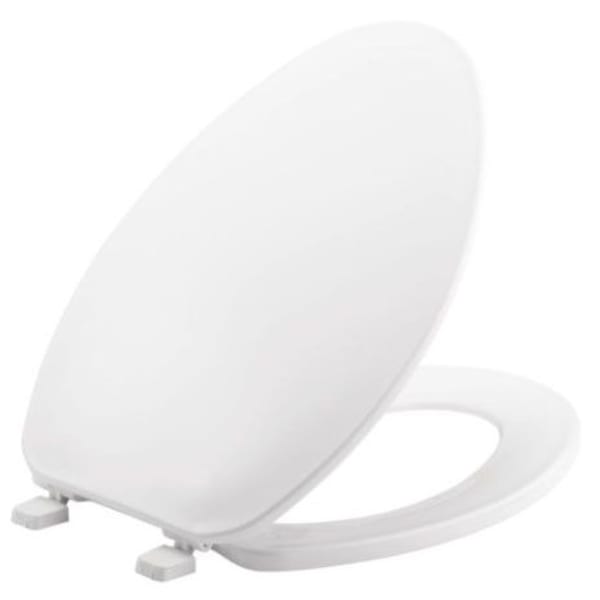Bemis - Top-Tite® 14-1/8" x 18-5/8", 1-9/16" H, White, Plastic, Elongated, Closed Front, Toilet Seat with Cover
