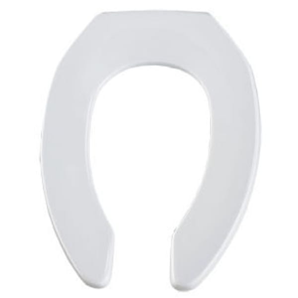 Bemis - STA-TITE® 14-1/2" x 18-9/16", White, Plastic, Non-Self-Sustaining Check/Self-Sustaining Check Hinge, Elongated, Open Front, Heavy Duty, Toilet Seat without Cover