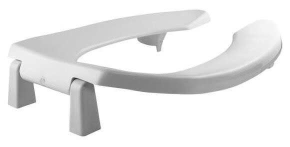 Bemis 2L2155T-000 MEDIC-AID® 14-1/2" x 18-9/16" x 3-5/16", White, Plastic, Elongated, Open Front, Heavy Duty Toilet Seat without Cover