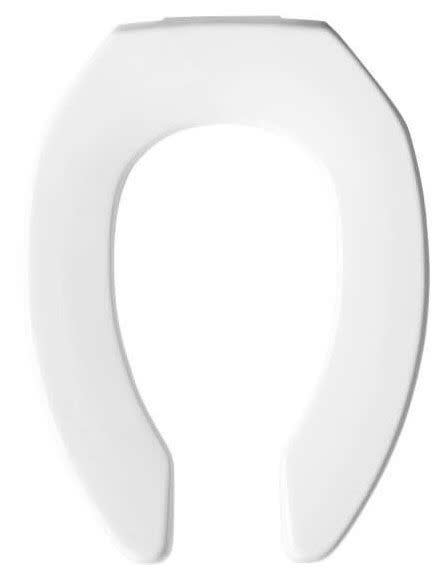 Bemis 2L2155T-000 MEDIC-AID® 14-1/2" x 18-9/16" x 3-5/16", White, Plastic, Elongated, Open Front, Heavy Duty Toilet Seat without Cover