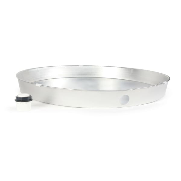 22" Aluminum Water Heater Drain Pan Short w/PVC Fitting (E/F) 20810