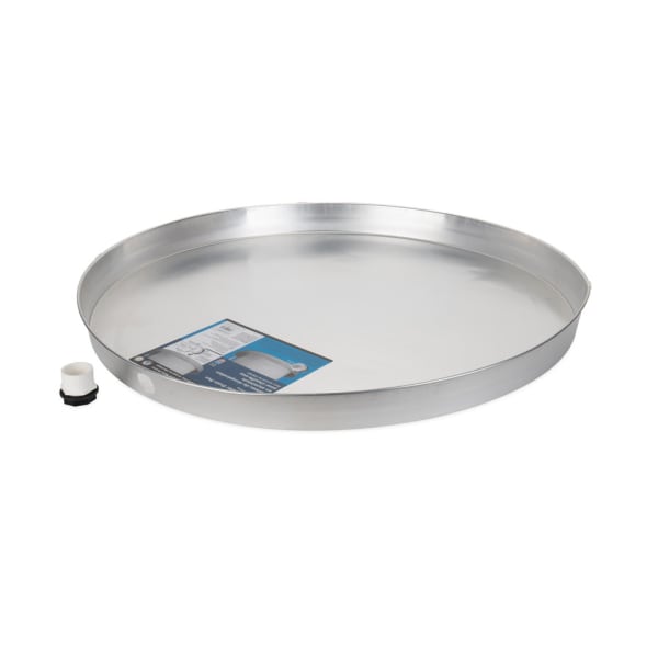 30" Aluminum Water Heater Drain Pan Short w/PVC Fitting (E/F) 20810