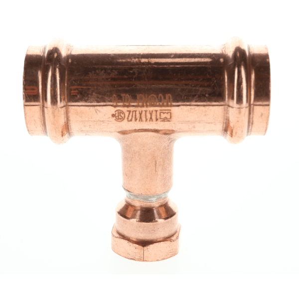 1" x 1" x 1/2" Copper Press Fittings - Tee - PxF P x P x FPT
