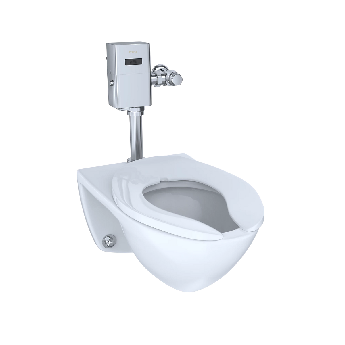 Toto CT708U commercial wall-mount elongated bowl, top spud, Cotton White