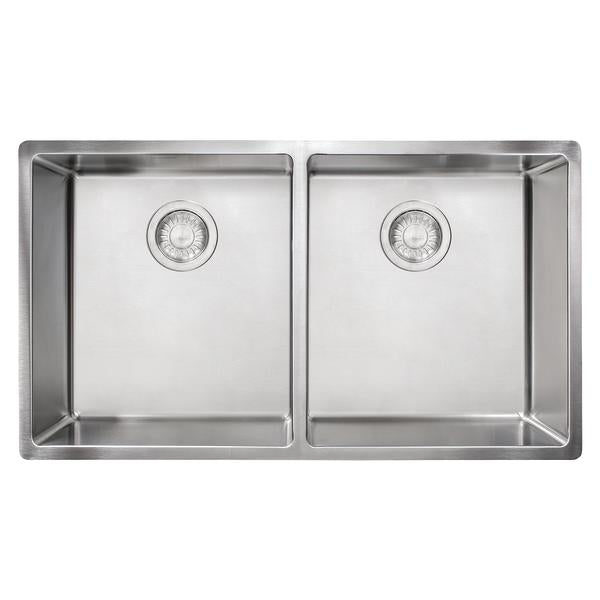 Franke Cube 31.5-in. x 17.7-in. 18 Gauge Stainless Steel Undermount Double Bowl Kitchen Sink - CUX120