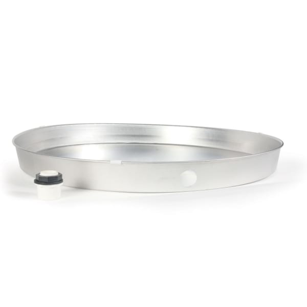 20" Aluminum Water Heater Drain Pan Non-Punched with PVC Fittings