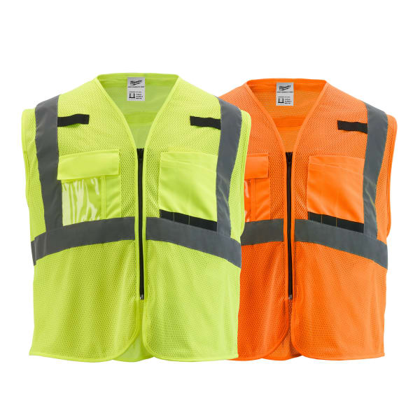 Class 2 High Visibility Yellow Mesh Safety Vest - L/XL