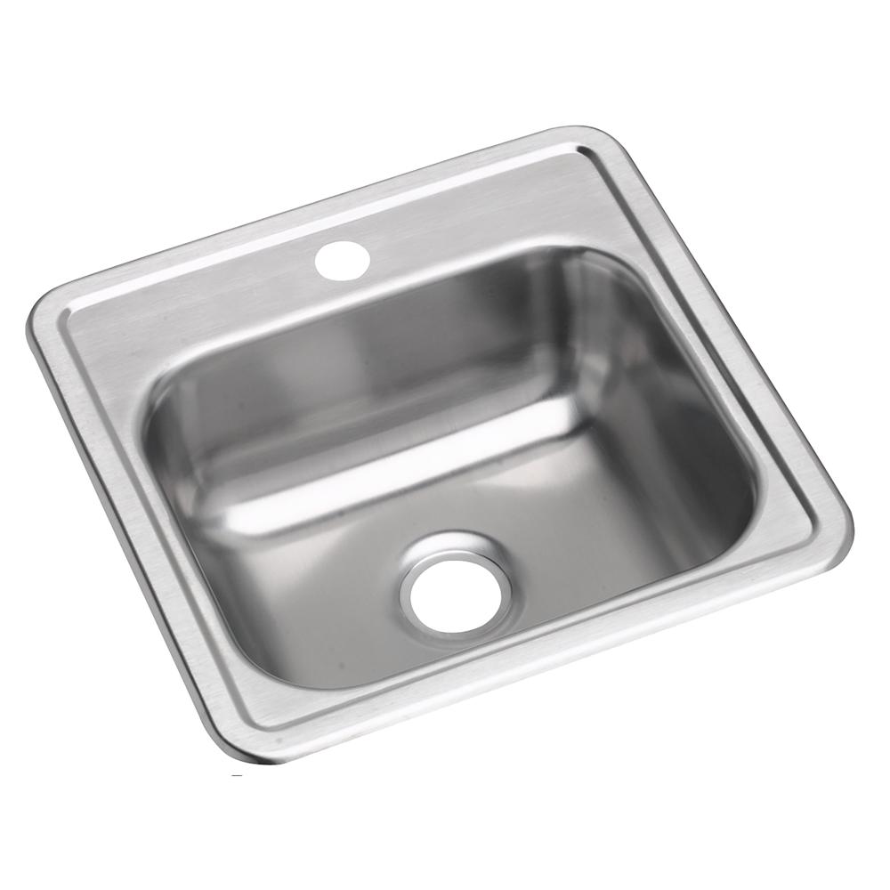 Elkay K115151 - Dayton (Drop-In Sink) Satin, Single Bowl Sinks300 Series Stainless Steel - 15" x 15" x 5-3/16"