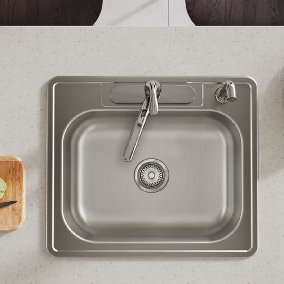 Dayton Stainless Steel 25" x 21-1/4" x 6-9/16" 4-Hole Single Bowl Drop-in Sink