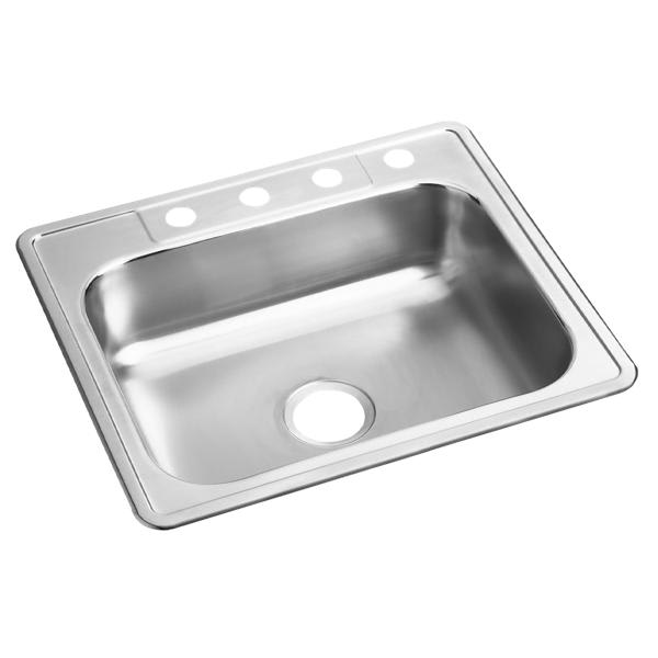 Dayton Stainless Steel 25" x 21-1/4" x 6-9/16" 4-Hole Single Bowl Drop-in Sink