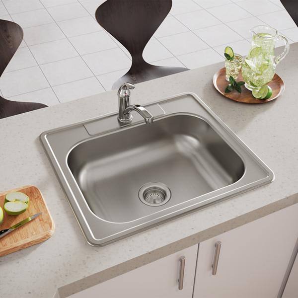 Dayton D125221 Stainless Steel 25" x 22" x 6-9/16" 1-Hole Single Bowl Drop-in Sink
