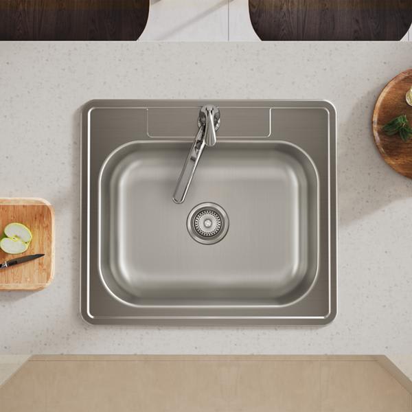 Dayton D125221 Stainless Steel 25" x 22" x 6-9/16" 1-Hole Single Bowl Drop-in Sink