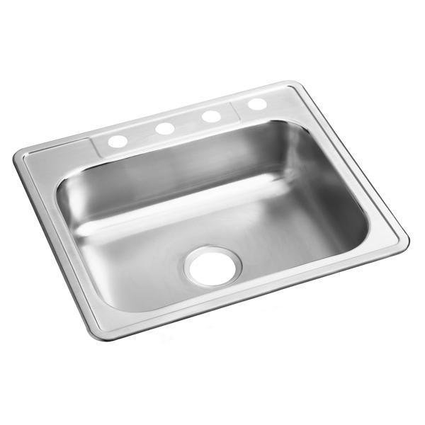 Dayton Stainless Steel 25" x 22" x 6-9/16" 4-Hole Single Bowl Drop-in Sink