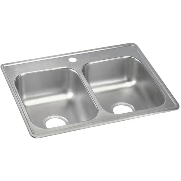 Dayton Stainless Steel 25" x 19" x 6-5/16" 1-Hole Equal Double Bowl Drop-in Sink