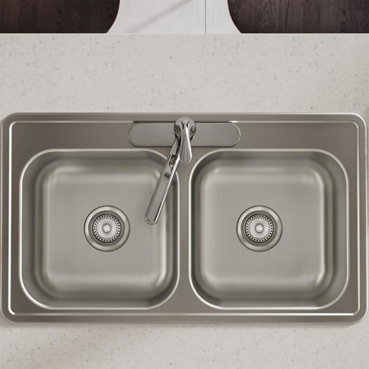 Dayton Stainless Steel 33" x 19" x 6-7/16" 3-Hole Equal Double Bowl Drop-in Sink