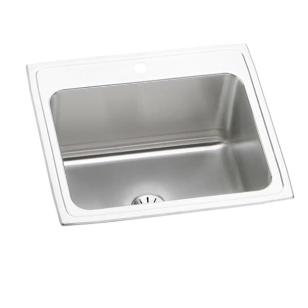 Elkay Lustertone Classic Stainless Steel 25" x 22" x 10-3/8" 1-Hole Single Bowl Drop-in Sink with Perfect Drain
