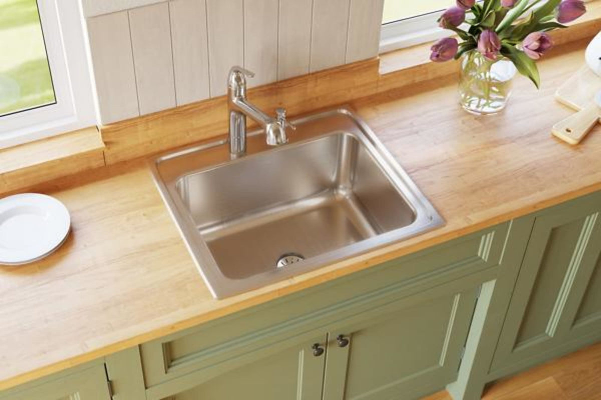Elkay Lustertone Classic Stainless Steel 25" x 22" x 10-3/8" 1-Hole Single Bowl Drop-in Sink with Perfect Drain