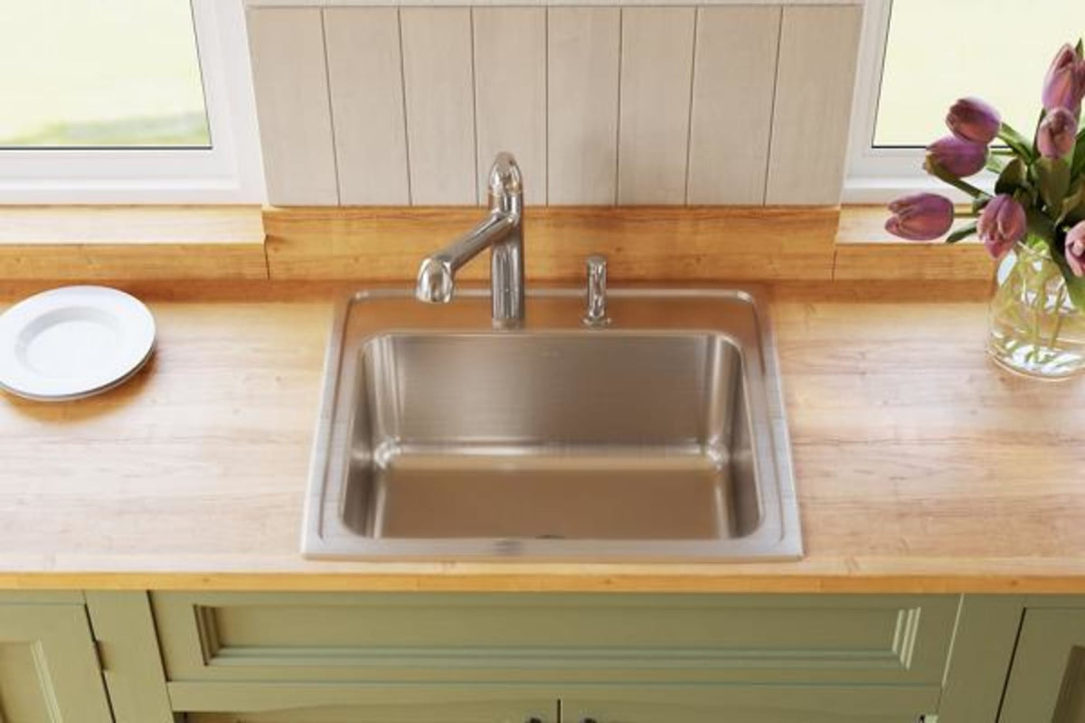 Elkay Lustertone Classic Stainless Steel 25" x 22" x 10-3/8" 1-Hole Single Bowl Drop-in Sink with Perfect Drain