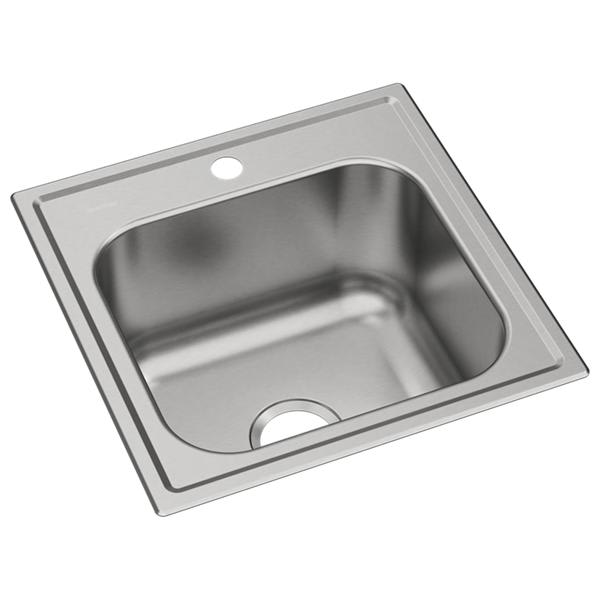 Dayton Stainless Steel 20" x 20" x 10-1/8" 1-Hole Single Bowl Drop-in Laundry Sink