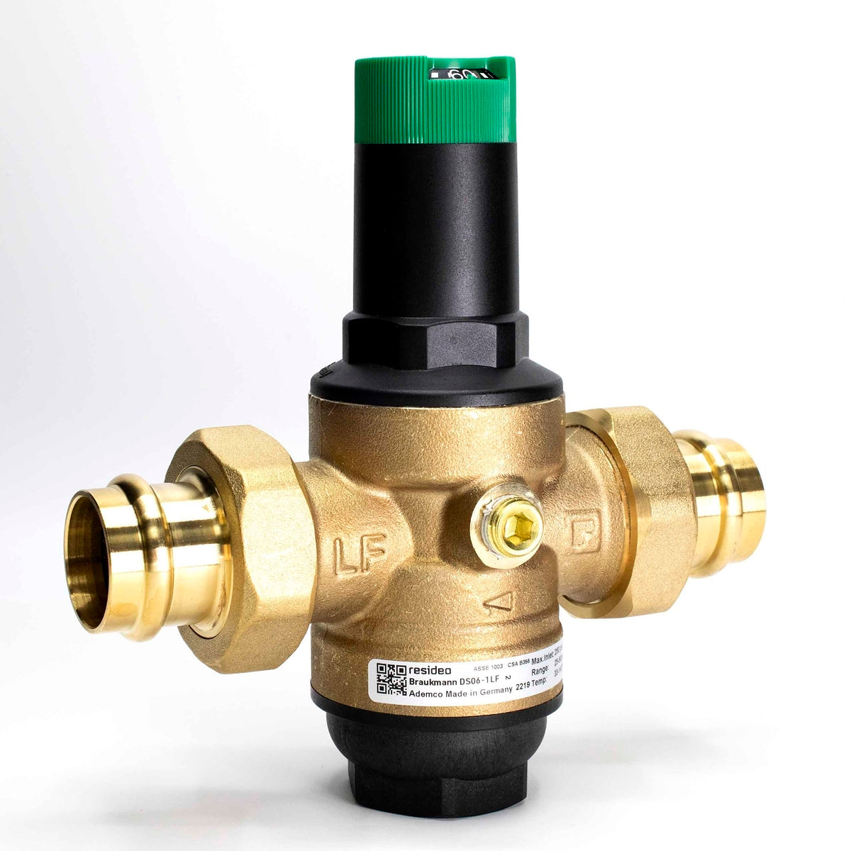 Resideo DS06-100-SUP-LF/U DS06 Dialset Lead Free Pressure Reducing Valve, 1/2 in Single Union Press