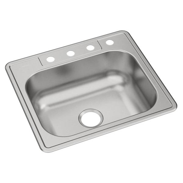 Dayton Stainless Steel 25" x 22" x 8-1/16" 4-Hole Single Bowl Drop-in Sink