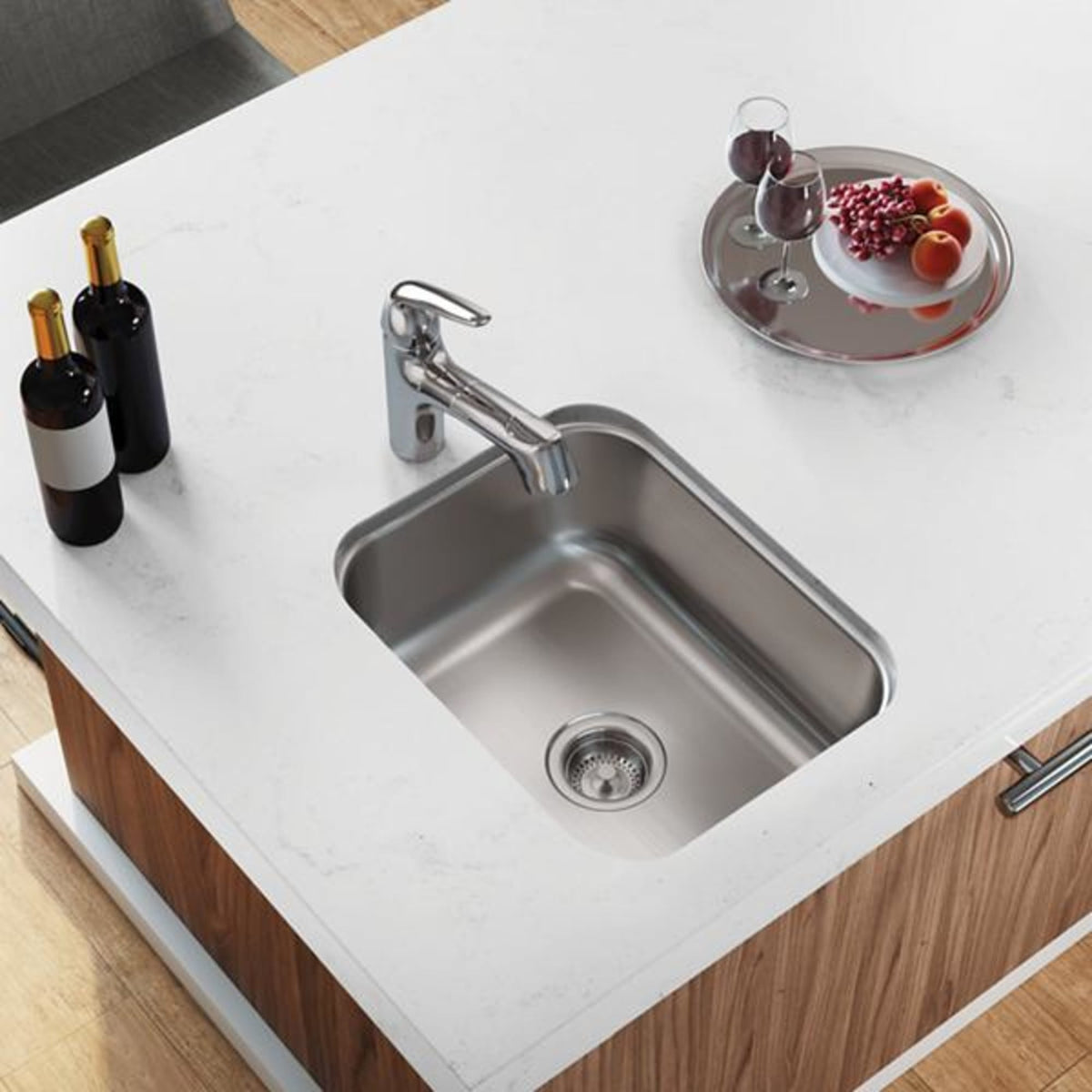 Dayton Stainless Steel 16-1/2" x 18-1/4" x 8" Single Bowl Undermount Bar Sink