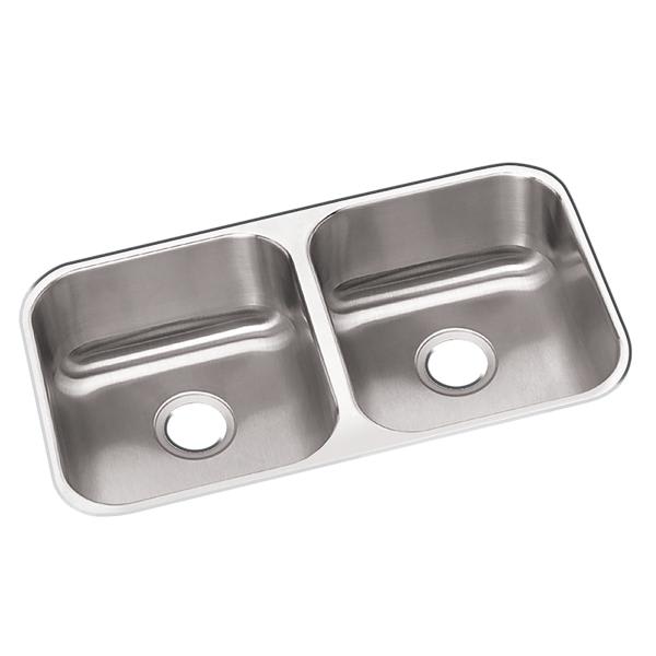 Dayton Stainless Steel 31-3/4" x 18-1/4" x 8" Equal Double Bowl Undermount Sink