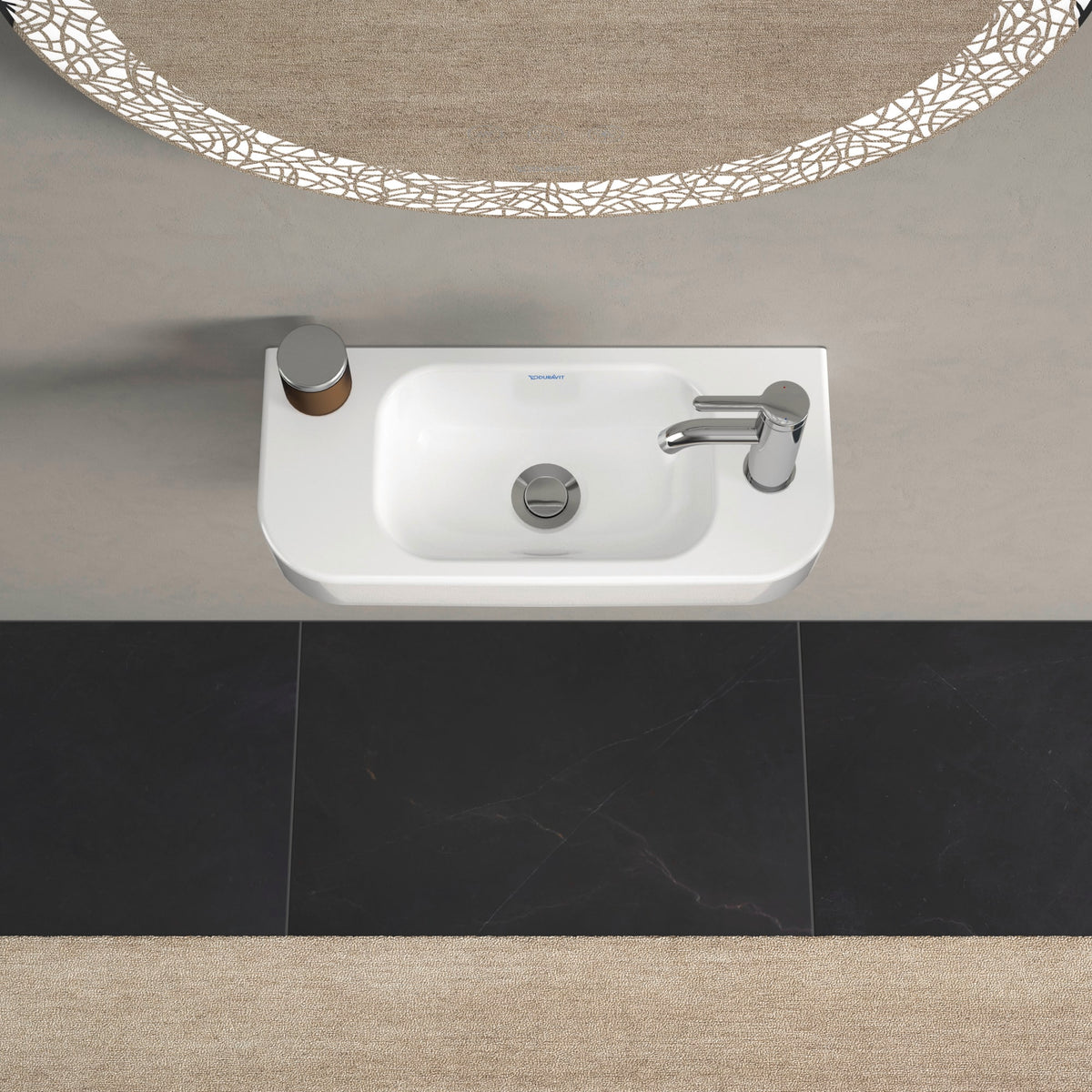 Duravit Happy D.2 19 5/8" Rectangular Wall Mounted Sink in White with Single Faucet Hole