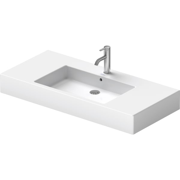 Duravit Vero 41 3/8" Rectangular Wall Mounted Sink in White with Single Faucet Hole and with Overflow