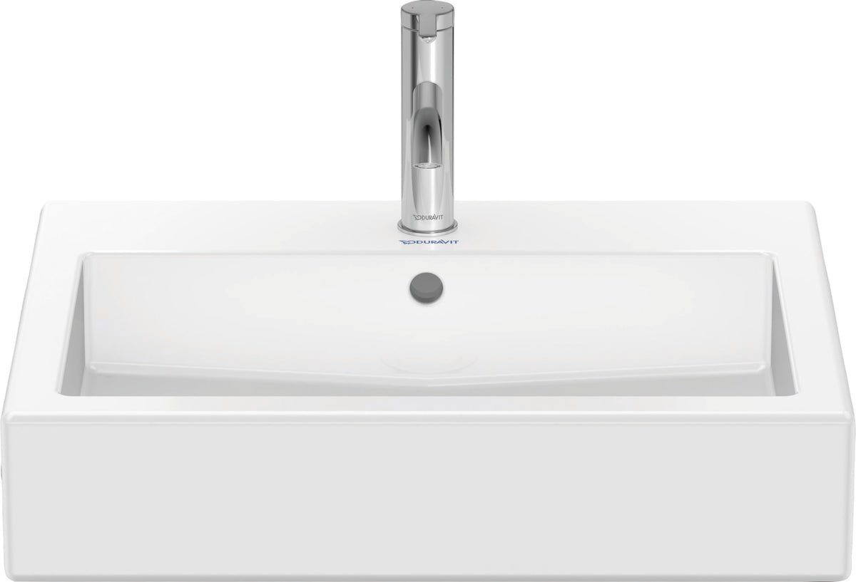 Duravit Vero 23 5/8" Rectangular Vessel Sink in White with Single Faucet Hole and with Overflow