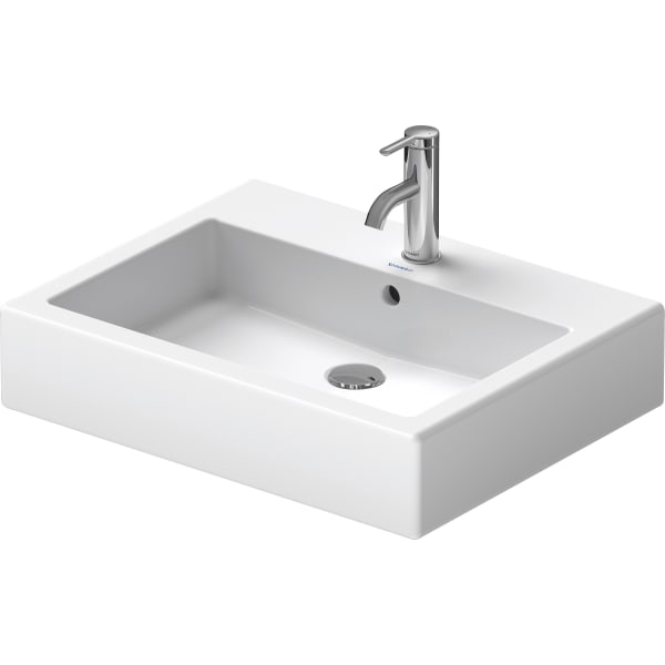 Duravit Vero 23 5/8" Rectangular Wall Mounted Sink in White with Single Faucet Hole and with Overflow