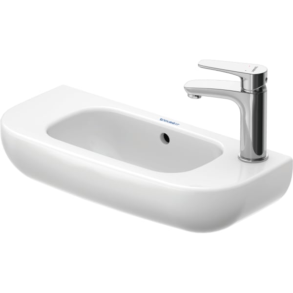 Duravit D-Code 19 5/8" Rectangular Wall Mounted Sink in White with Single Faucet Hole and with Overflow
