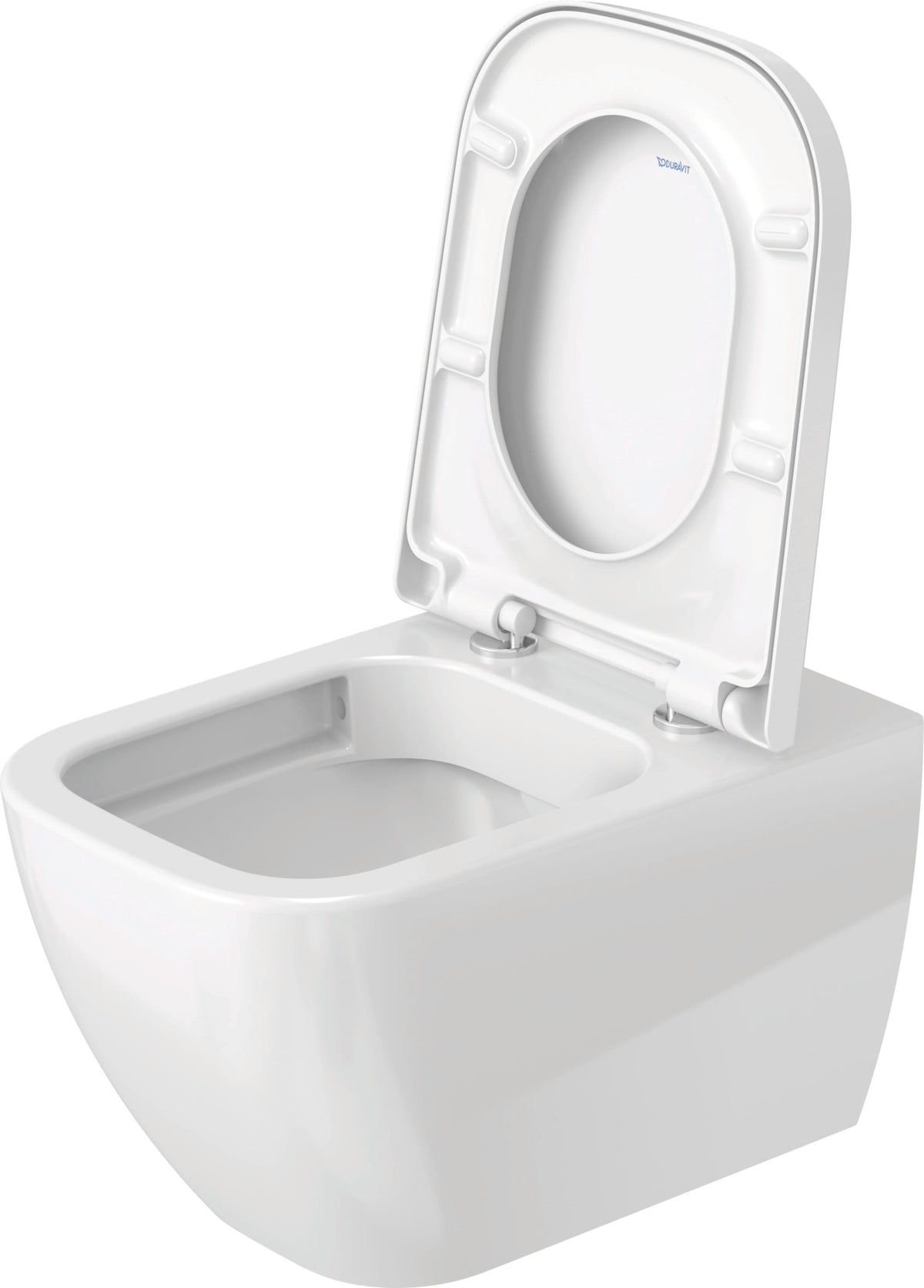 Duravit Happy D.2 1.6/0.8 GPF Dual Flush Rimless ADA Compliant Compact Elongated Wall Mounted Toilet in White - Seat, Actuator, and In-Wall Tank and