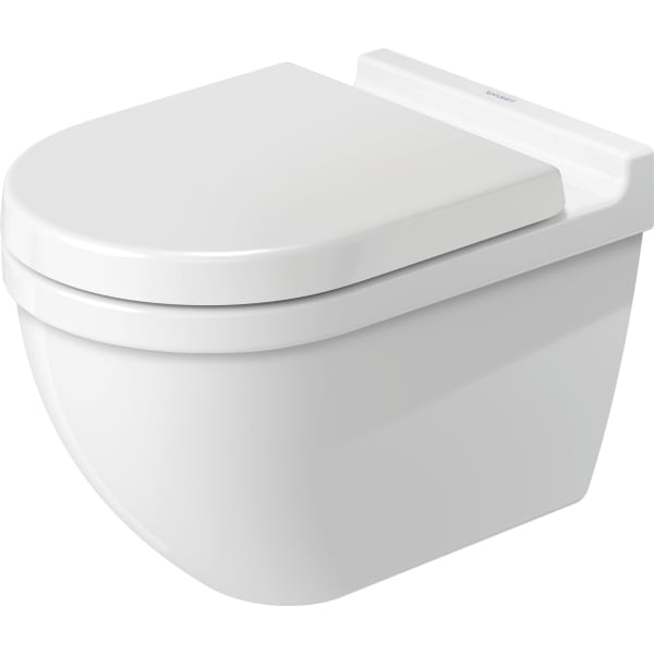 Duravit Starck 3 1.6/0.8 GPF Dual Flush ADA Compliant Elongated Wall Mounted Toilet in White - Seat, Actuator, and In-Wall Tank and Carrier Sold Separately