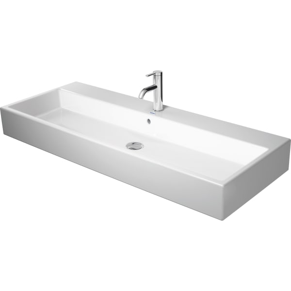 Duravit Vero 47 1/4" Rectangular Wall Mounted Sink in White with Single Faucet Hole and with Overflow