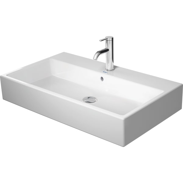 Duravit Vero 31 1/2" Rectangular Vessel Sink in White with Single Faucet Hole and with Overflow