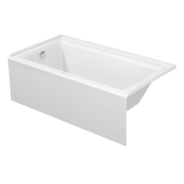 Duravit Architec 60" x 32" Rectangular Alcove Bathtub in White Acrylic with Left Drain, Drain Sold Separately