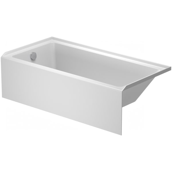Duravit No.1 60" x 30" Rectangular Alcove Bathtub in White Acrylic with Left Drain, Drain Sold Separately, ADA Compliant