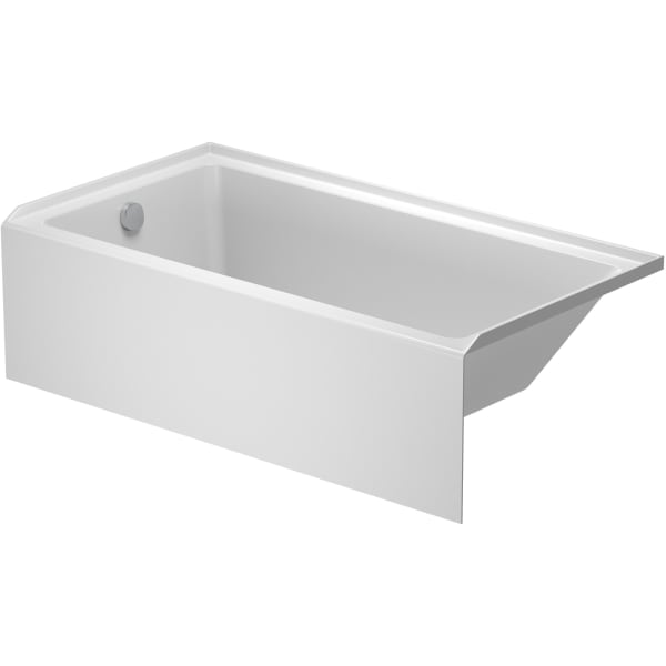 Duravit No.1 60" x 32" Rectangular Alcove Bathtub in White Acrylic with Left Drain, Drain Sold Separately, ADA Compliant