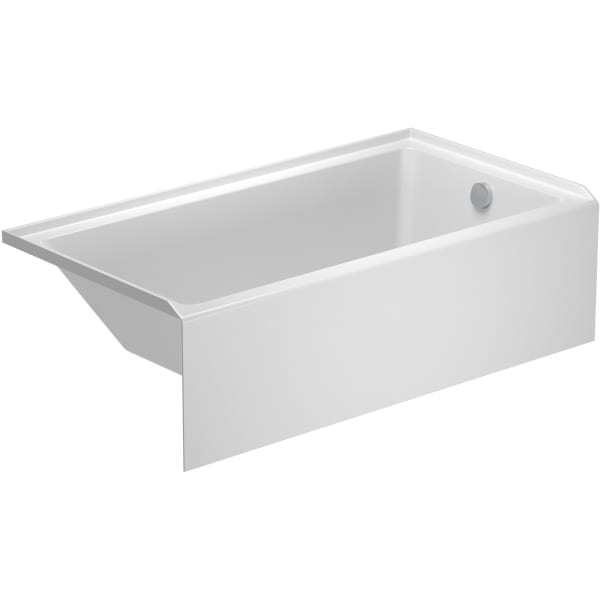 Duravit No.1 60" x 32" Rectangular Alcove Bathtub in White Acrylic with Right Drain, Drain Sold Separately, ADA Compliant