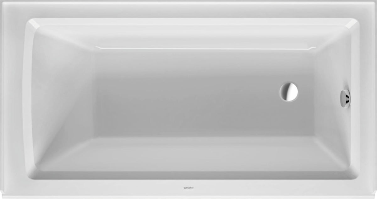 Duravit Architec 60" x 32" Rectangular Alcove Bathtub in White Acrylic with Right Drain, Drain Sold Separately