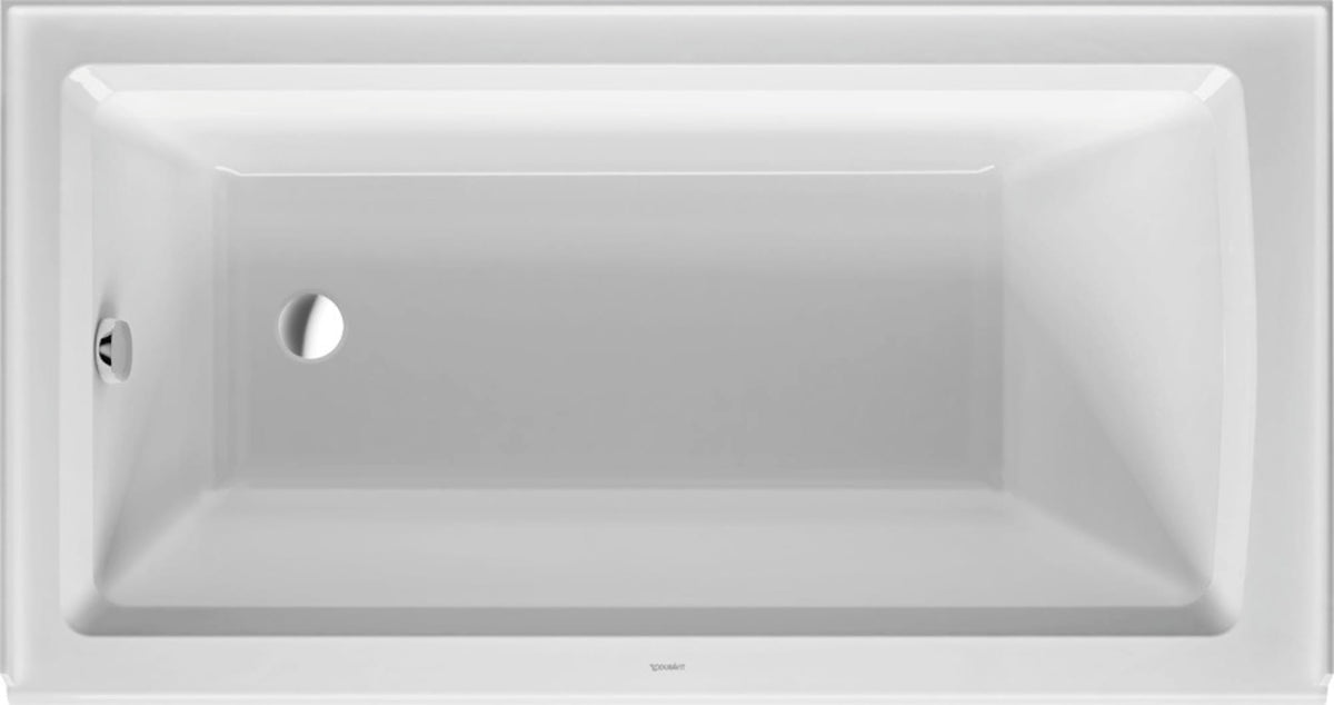 Duravit Architec 60" x 32" Rectangular Alcove Bathtub in White Acrylic with Left Drain, Drain Sold Separately