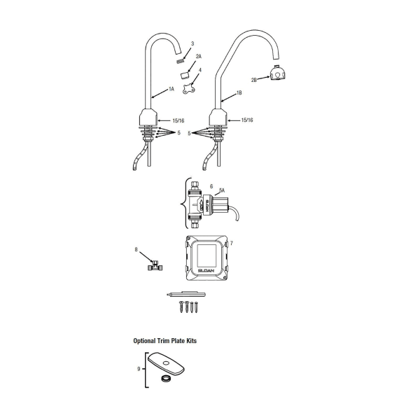 Optima® Sensor Faucet (EBF750-8-BAT-CP-2.2-GPM-LAM-S-FCT) Commercial Grade, ADA Compliant, Electronic, Sensor-Activated, Brass Gooseneck Hand Washing Faucet with the following features: - Single Hole in Polished Chrome