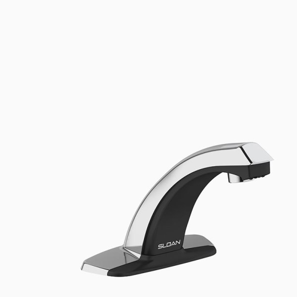 Optima® Sensor Faucet (EBF85-4-BAT-CP-0.5-GPM-MLM-FCT) Commercial Grade, ADA Compliant, Electronic, Sensor-Activated, Brass Hand Washing Faucet with the following features: - Single Hole in Polished Chrome
